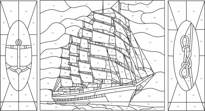 Большая подборка схем для панно в технике кинусайга: парусники и корабли