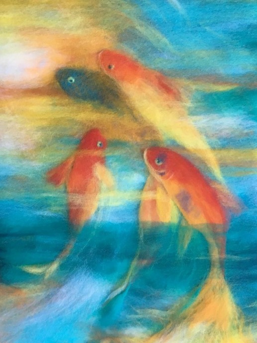 Картины из шерсти: рыбки