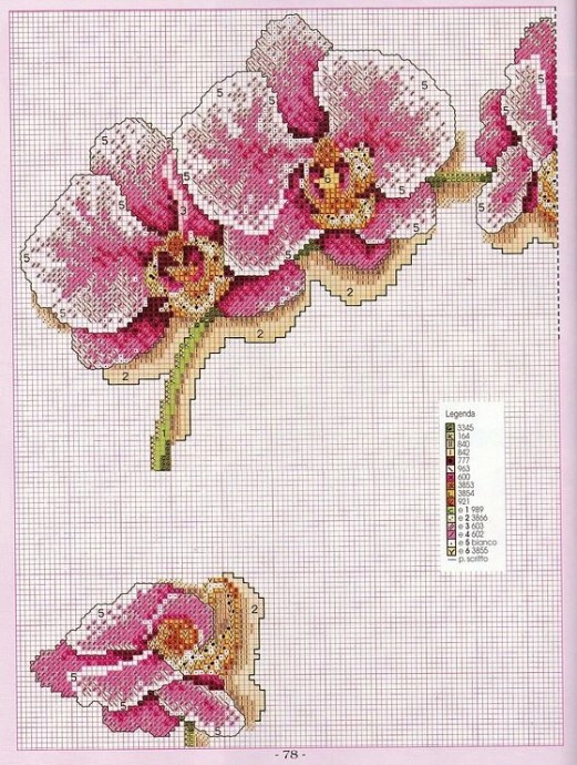 Вышиваем красивые розовые орхидеи