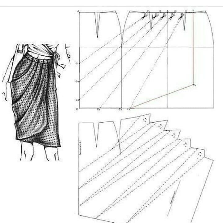 Моделирование трикотажной юбки с драпировкой
