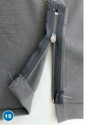 Обработка застежки-молнии по низу рукава