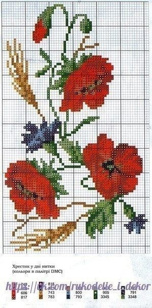 ​Вышиваем красивые маки