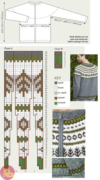 Жакет на молнии с жаккардовой кокеткой для мужчин