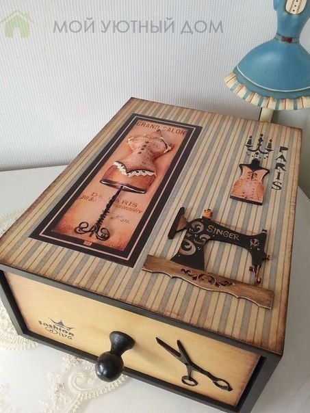 Винтажные коробки для хранения швейных инструментов