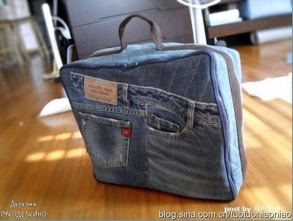 Чемоданчик-сумка из старых джинсов