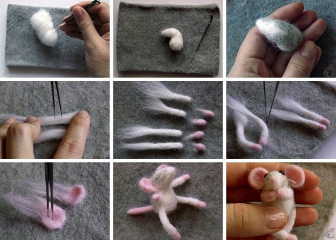 Сухое валяние из шерсти зверюшек