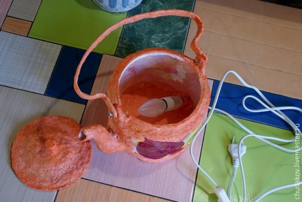 Необычный чайник-светильник из папье-маше