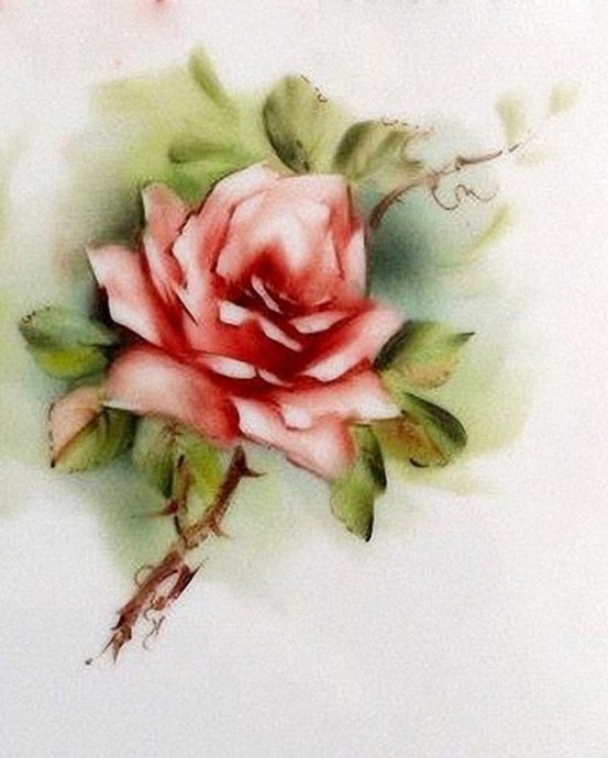 ​Рисуем розу акварелью