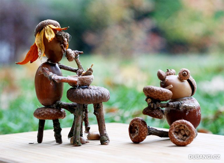 Веселые поделки из желудей