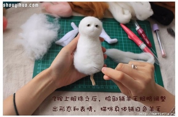 Котик в технике сухого валяния