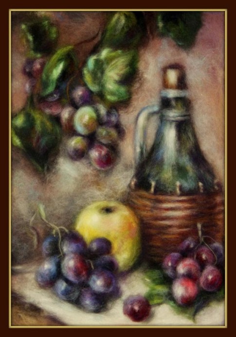 Натюрморты в технике шерстяной акварели Натюрморты в технике шерстяной акварели