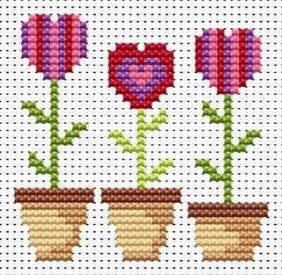 Простейшие схемы для вышивки цветов крестиком