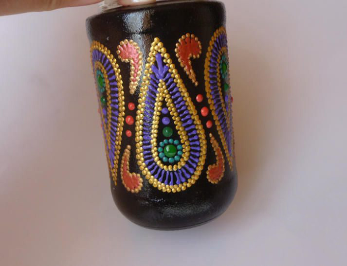 Точечная роспись баночки из-под кофе Точечная роспись баночки из-под кофе