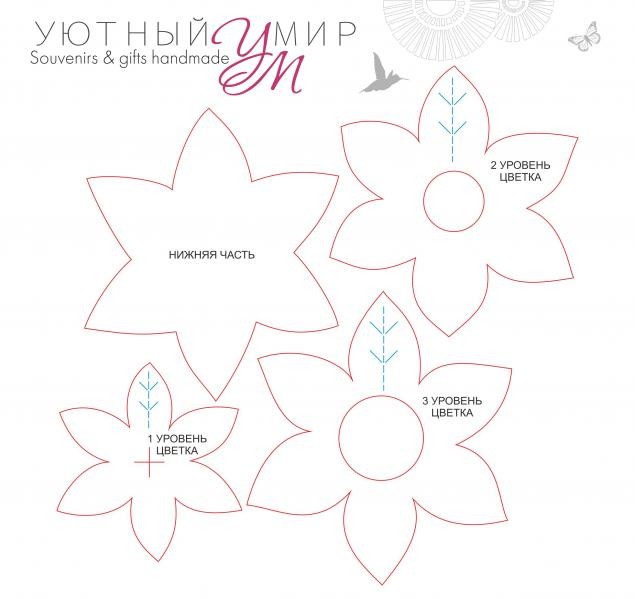 Фетровая брошь "Клематис"