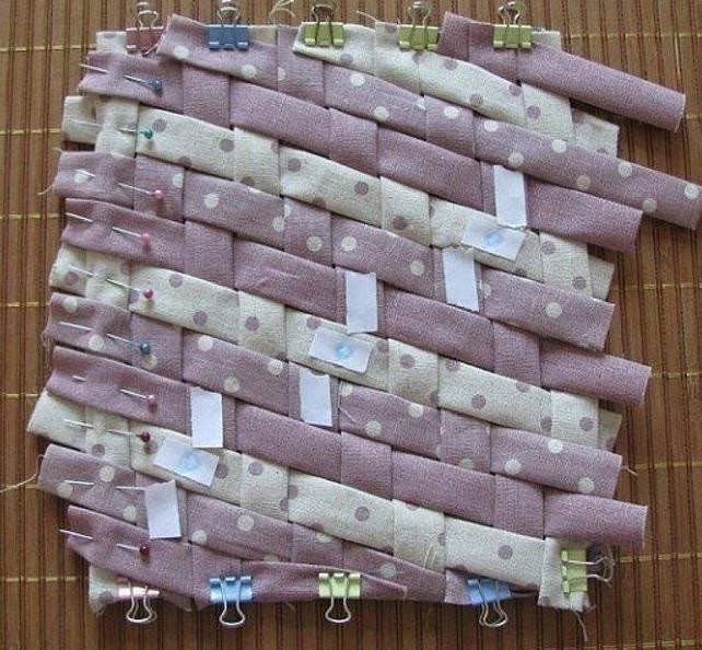 Интересное плетение пэчворка из трёх видов ткани