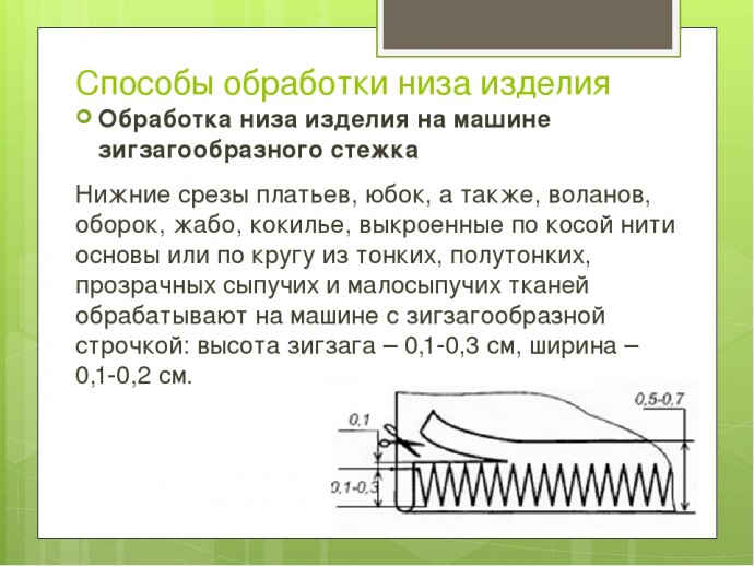 Способы обработки низа изделия