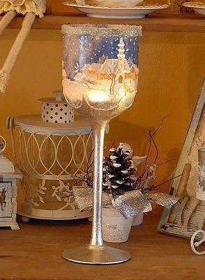 Декупаж бокала: превращаем в подсвечник