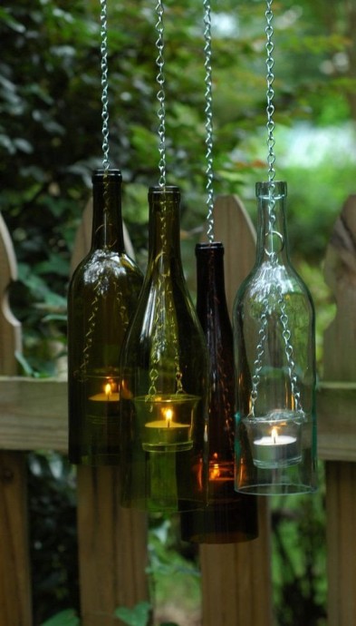 Декор из пустых стеклянных бутылок: идеи