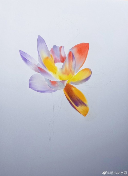 Урок рисования акварелью: лотос