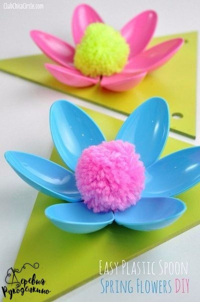 Цветы из одноразовых ложек