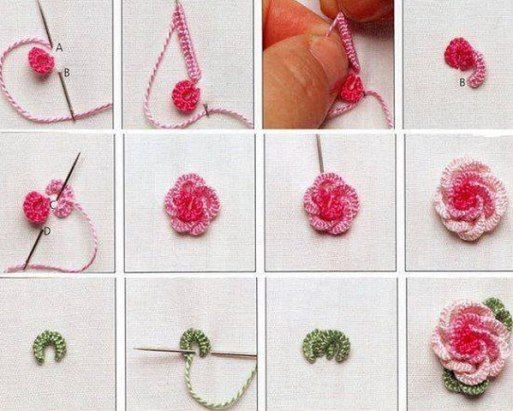 ​Объемная вышивка цветка