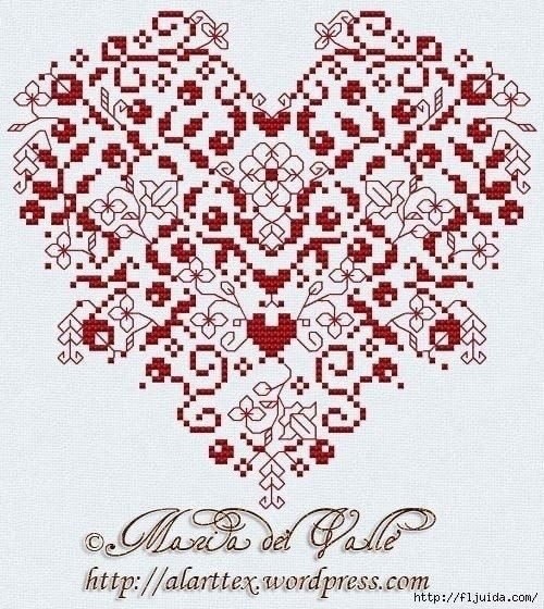 Вышивка сердец с орнаментом