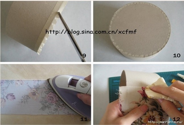 Круглая шкатулка из ткани и картона своими руками