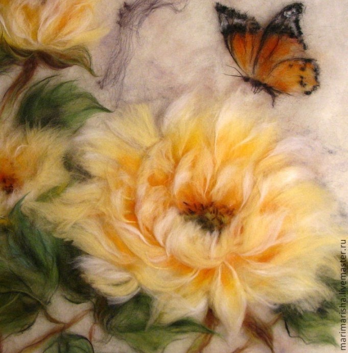 Весенние цветы в технике шерстяной акварели: идеи для творчества