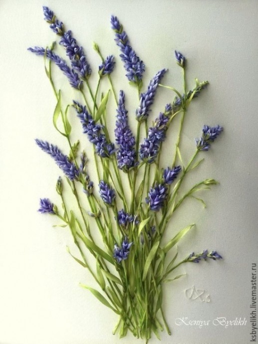 Красивая и нежная вышивка лентами