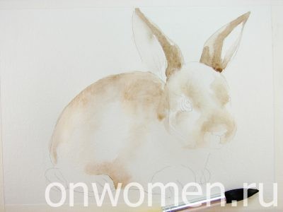 Рисуем кролика акварелью