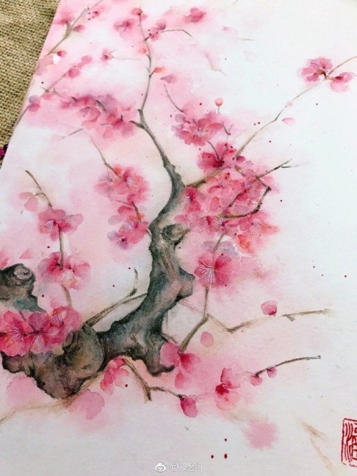 Урок рисования акварелью "Цветущее дерево"