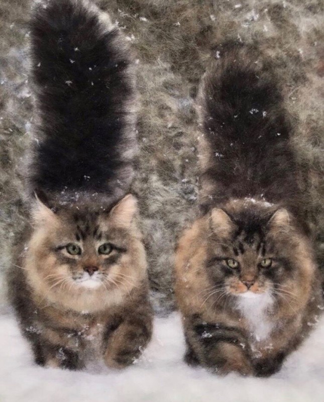 Животные в технике шерстяной акварели