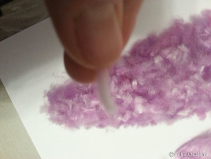 Букет сирени в технике шерстяной акварели