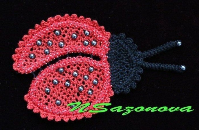 Кружево на коклюшках: Божья коровка