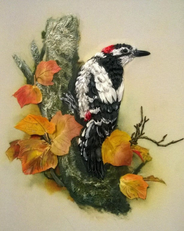 Потрясающая вышивка лентами: птицы