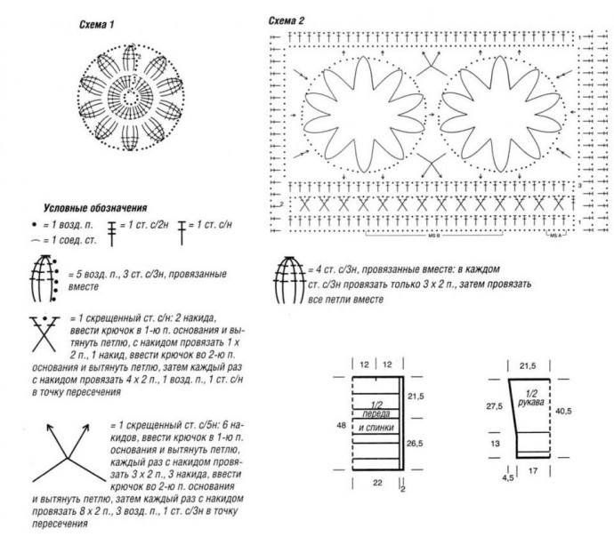 Пуловер с кружевными цветами