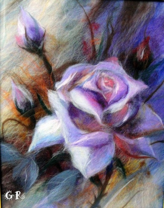 Шерстяная акварель: розы крупным планом