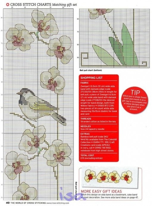 Вышиваем красивые розовые орхидеи