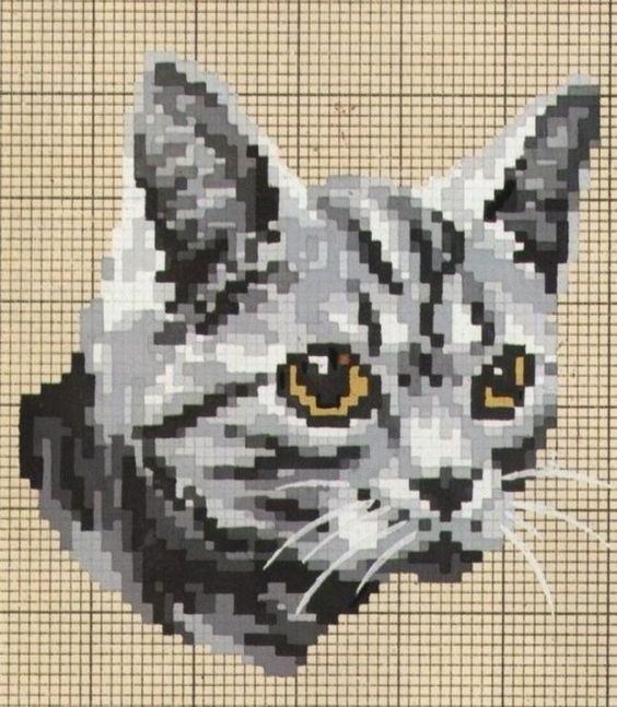 Вышиваем красивых серых котов