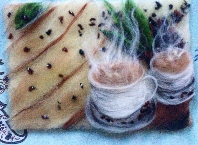 ​Шерстяная акварель: чашки с горячим кофе