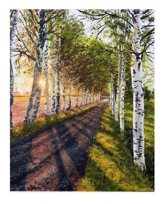 Рисуем пейзаж с березами