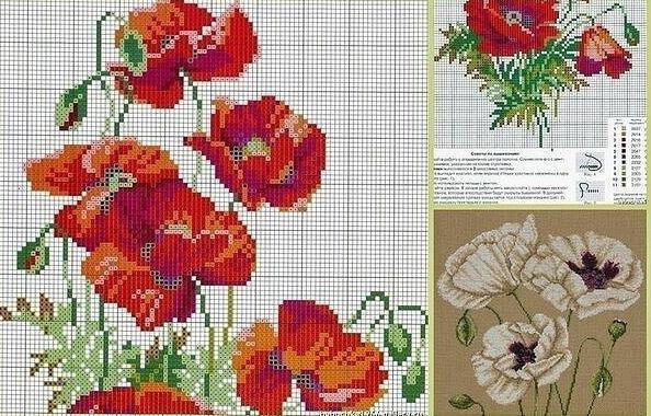 Замечательная яркая идея вышивки: алые маки