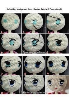 Оформление красивых глазок для вязаных кукол