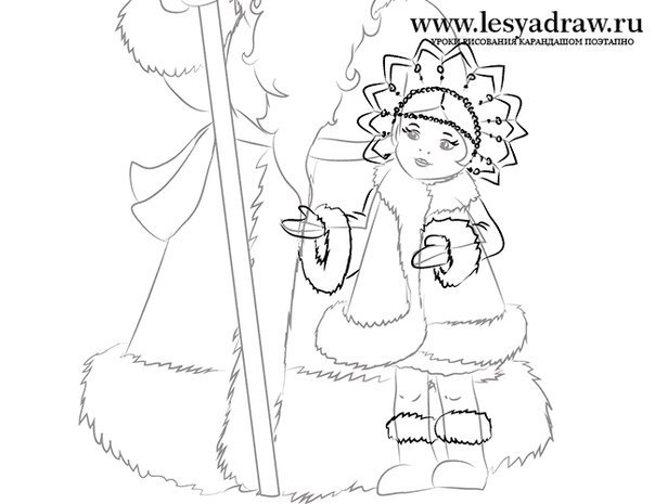 Легко рисуем очаровательных Деда Мороза и Снегурочку
