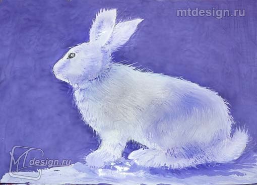 ​Рисуем зимнего зайца