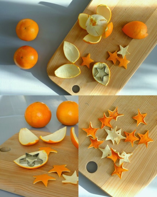 Идеи украшений к Новому году из апельсиновых шкурок