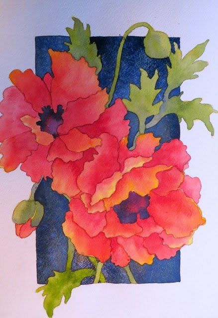 Маки акварелью