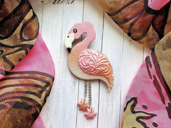 Брошь "Розовый фламинго"