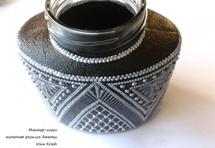 Точечная роспись баночки Точечная роспись баночки