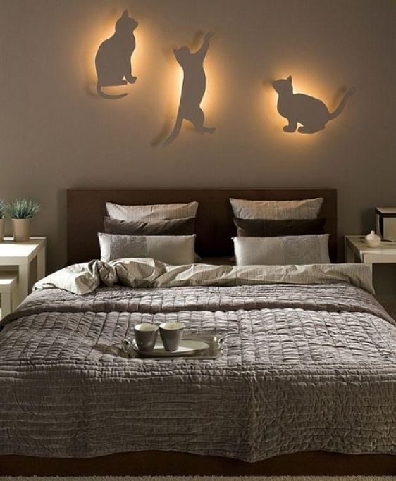 Необычные светильники в виде кошек для спальни